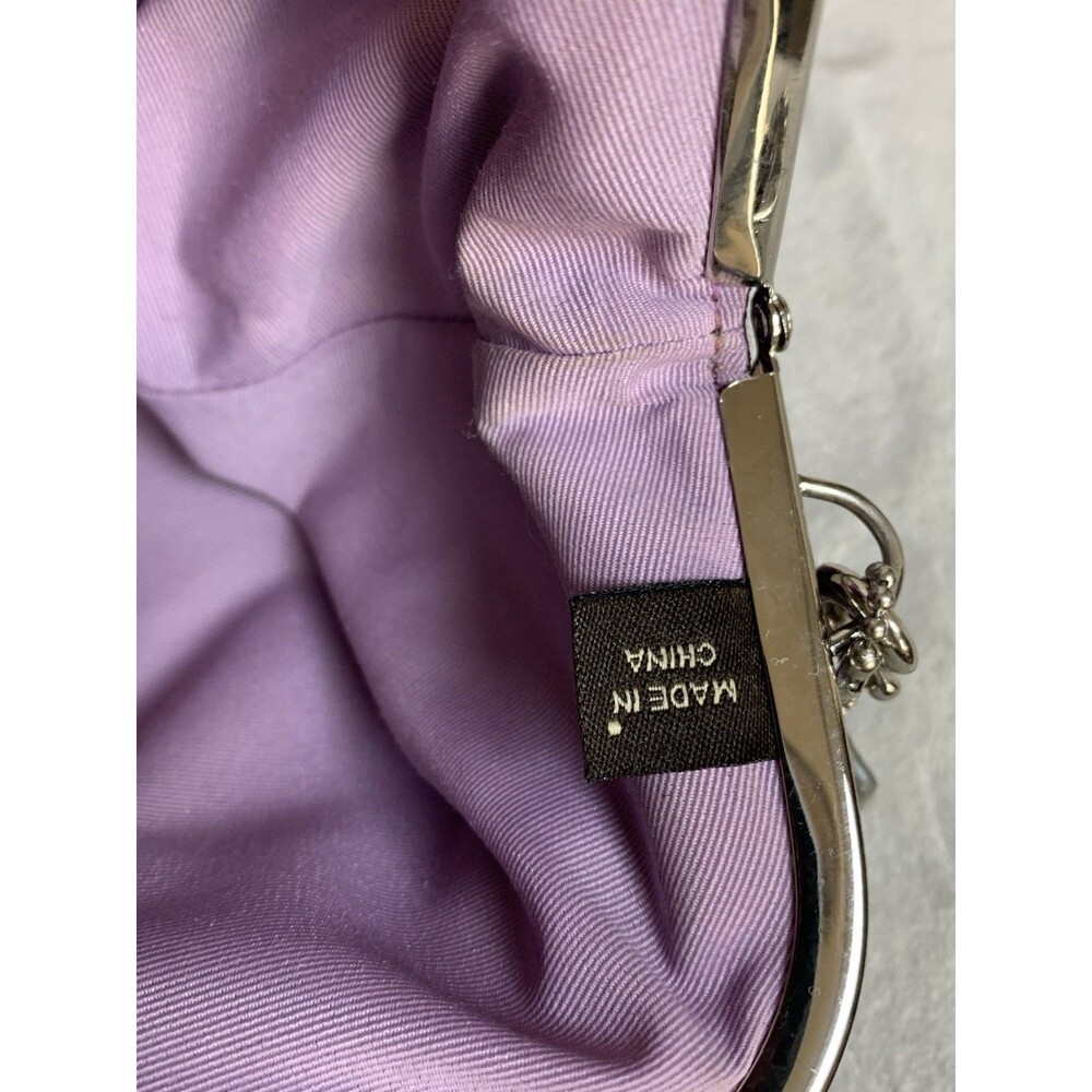 Coach Signature Optic Lurex Purple Silver Kisslock Large Clutch Wristlet Y2K - Picture 15 of 16